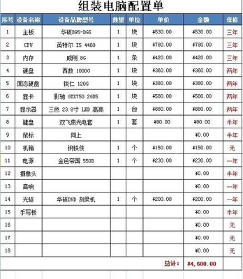 六千电脑配置单