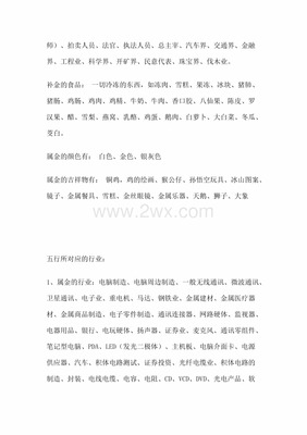 电脑行业五行