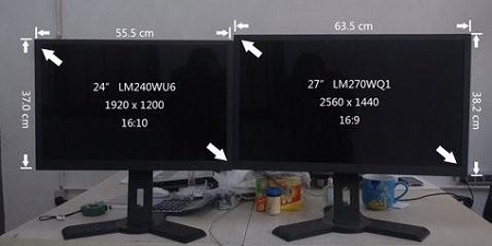 21寸电脑显示器多大