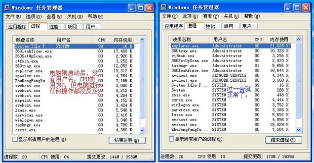 电脑启动后反应很慢