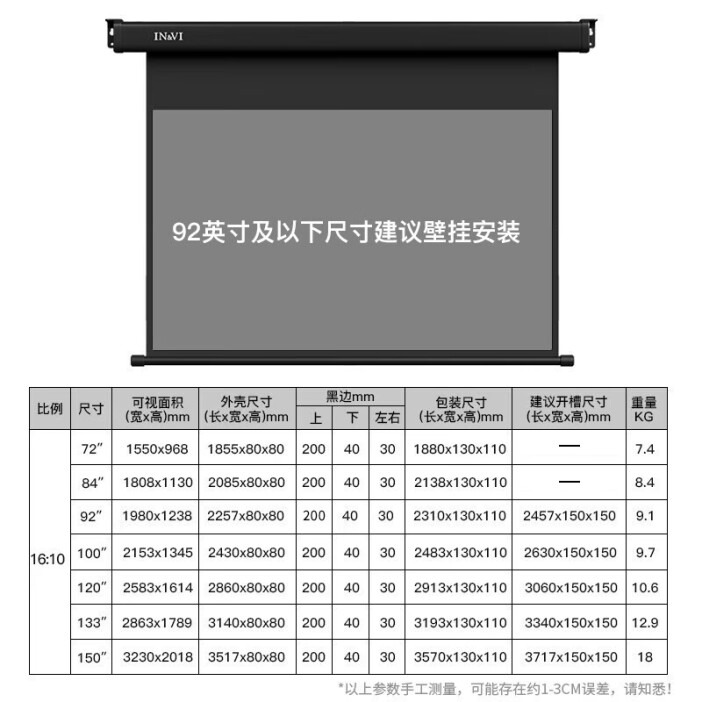 电脑投影仪尺寸